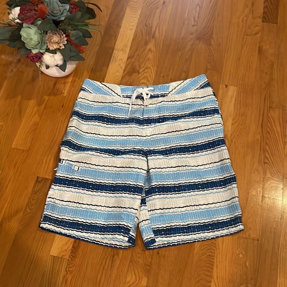 Columbia swim trunks mens 34/44 blue white gray stripe 💙🌻💙